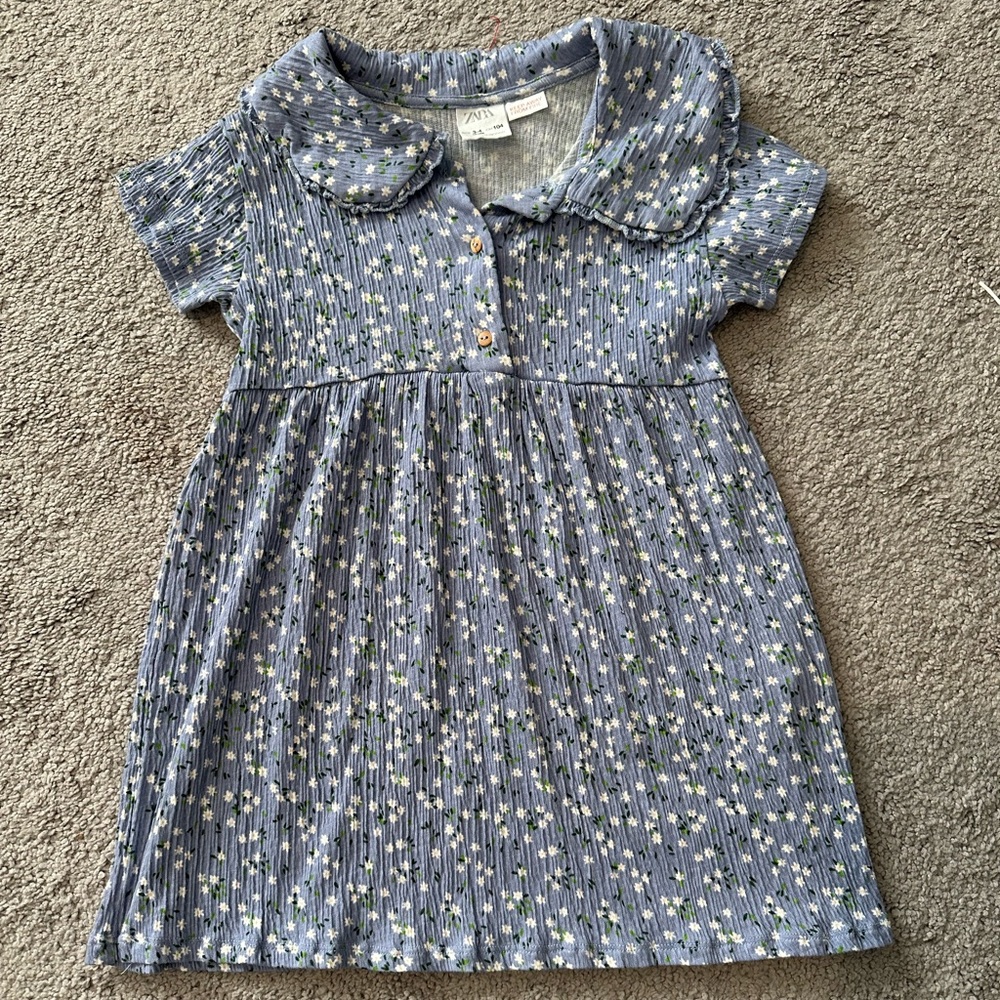 Zara Blue Floral Dress - size 3-4 years